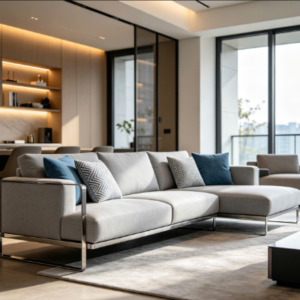 mẫu decor thiết kế sofa chữ L hiện đại phong cách sang trọng lịch lảm do chungdreamdecor thiết kế