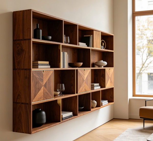 kệ treo tường gỗ bắc âu sang trọng độc đáo do chungdreamdecor thiết kế