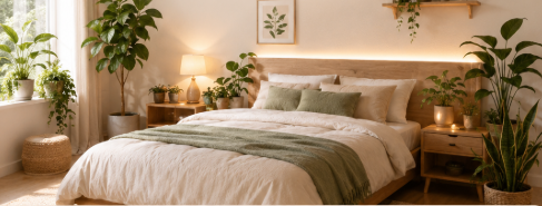 mẫu decor cây cảnh ở phòng ngủ